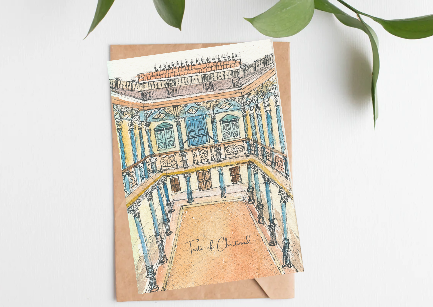Taste of Chettinad: Mansion Courtyard — A6 Postcards by Aishwarya Ashok